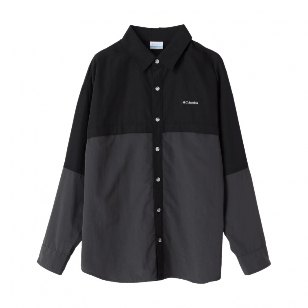 トルネードリムロングスリーブシャツ(ダークグレー×ブラック-M)