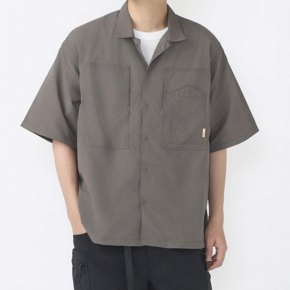 SUPPLEX OPEN COLLAR SHIRTS(グレー-S)