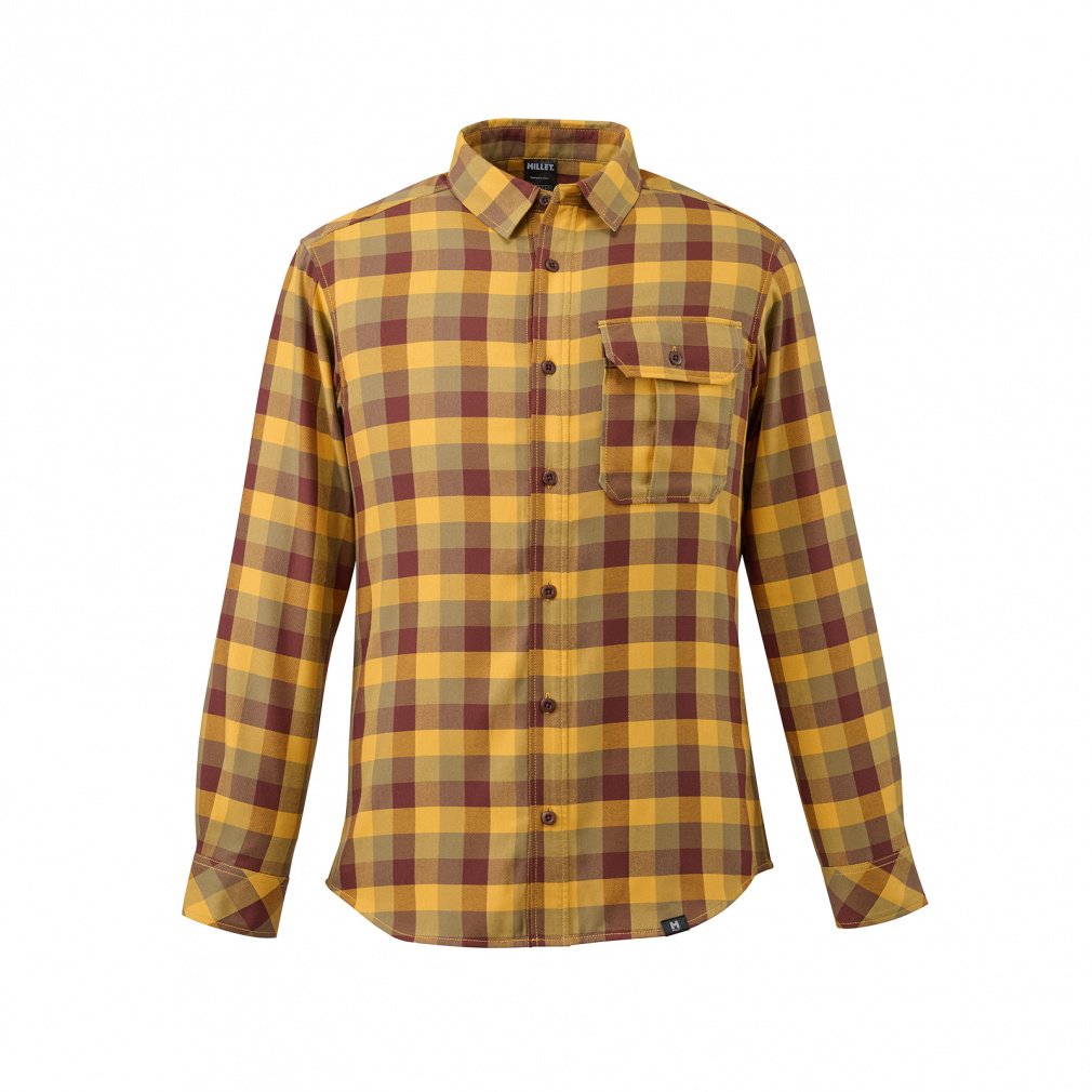 ミレー MILLET アウトドア THERMO CHECK SHIRT LS M 長袖シャツ ロングスリーブ トップス ウェア 保温性 速乾性 軽量性 秋 冬 フランネル 胸ポケット 登山  MIV03136 ミレー メンズ トレッキング 長袖シャツ THERMO CHECK SHIRT LS M