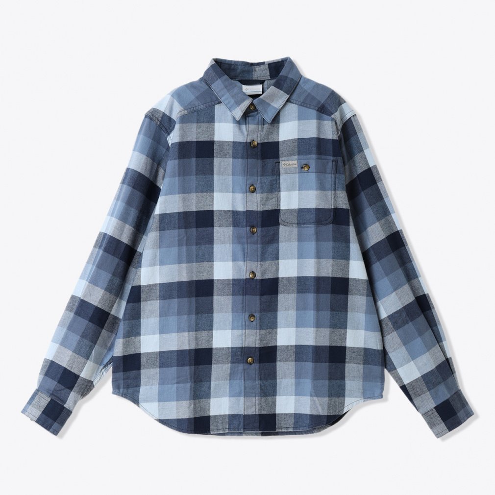 コーネルウッズフランネルロングスリーブシャツ(ネイビー-S)