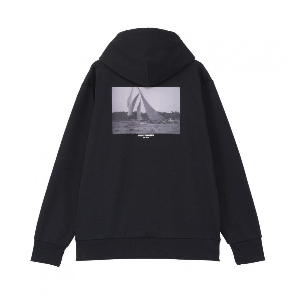 Ocean Graphic Sweat Parka オーシャングラフィックスエットパーカ(ブラック-XS)