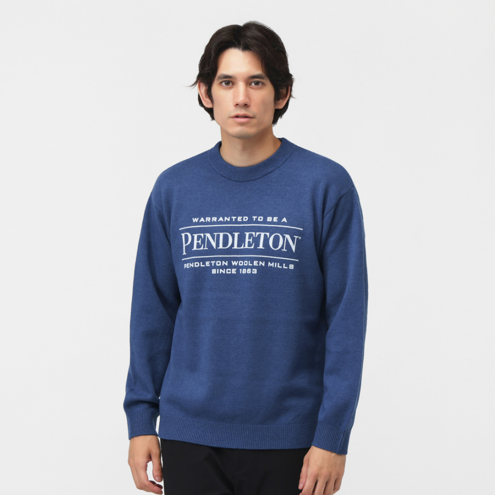 Logo Print Crewneck(ブルー-S)