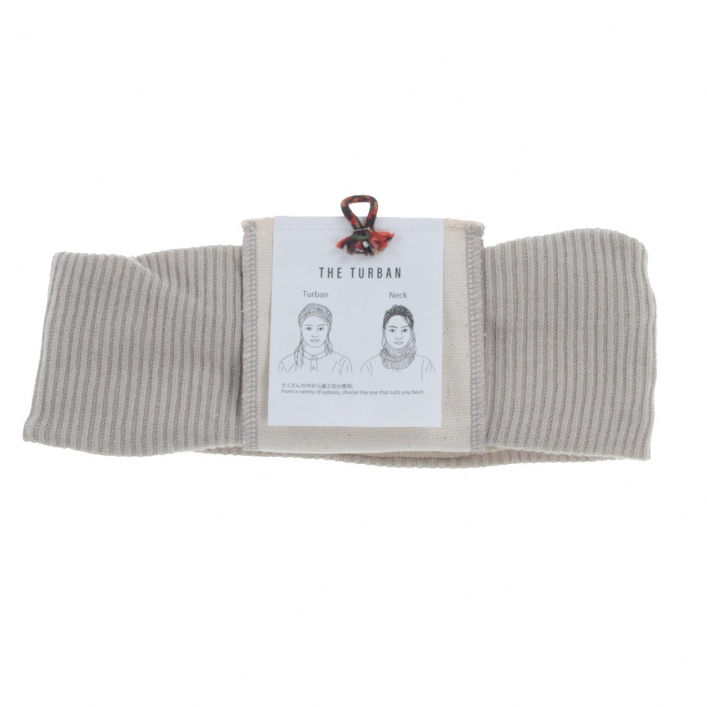 ターバン(ベージュ×オフホワイト-FREE)
