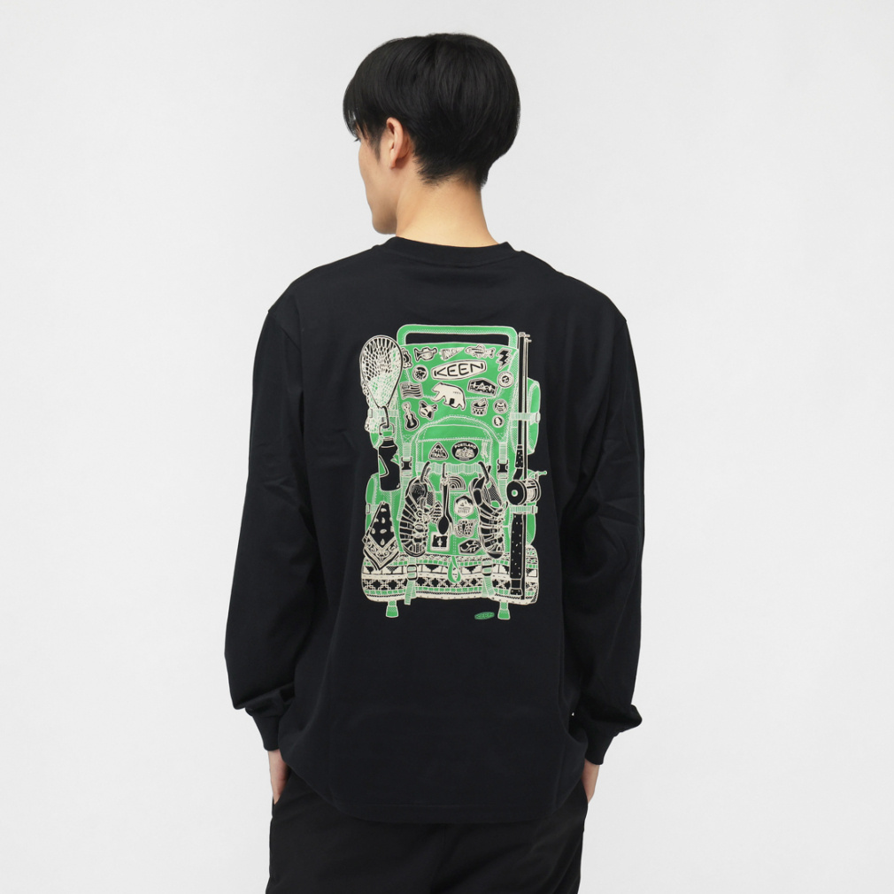 キーン アウトドアカジュアル 長袖Tシャツ OC/RP BACK PRINT LS TEE