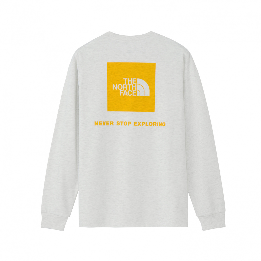 L/S Back Square Logo Tee ロングスリーブバックスクエアロゴティー(ペールグレー×イエローオーカー-S)