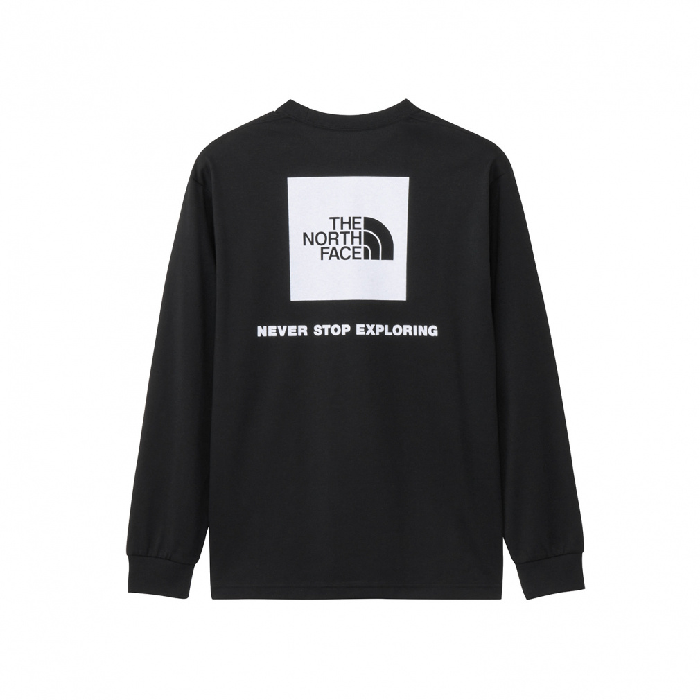L/S Back Square Logo Tee ロングスリーブバックスクエアロゴティー(ブラック-S)