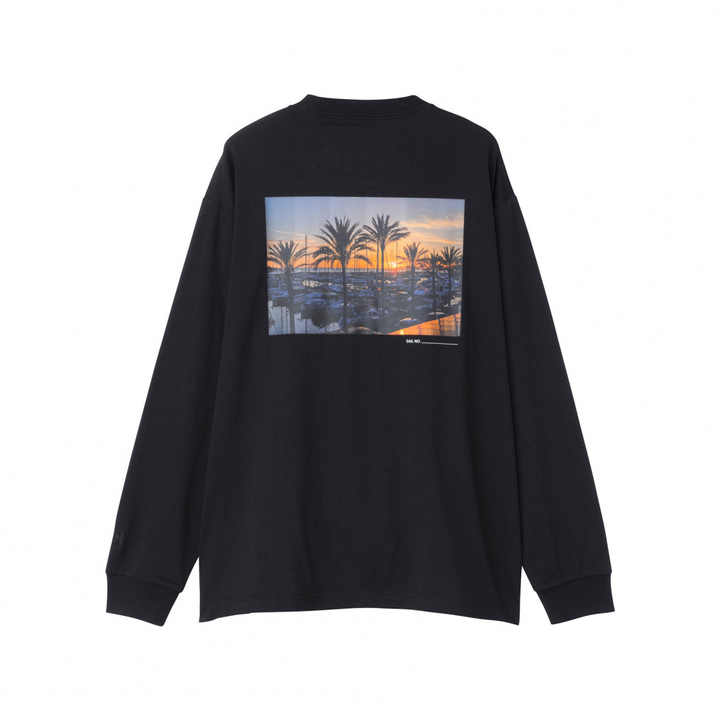 L/S Ocean Graphic Tee ロングスリーブオーシャングラフィックティー(ブラック-S)