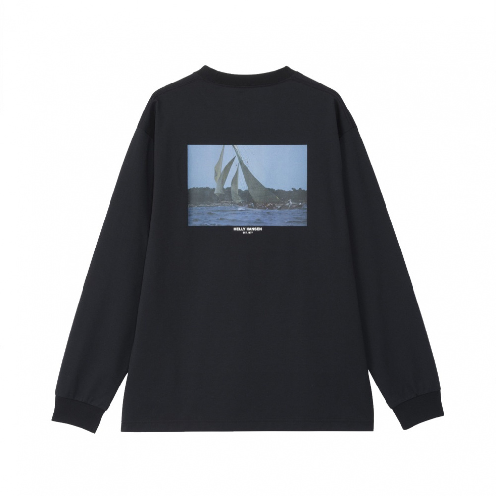 L/S Ocean Graphic Tee ロングスリーブオーシャングラフィックティー(ブラック-XS)