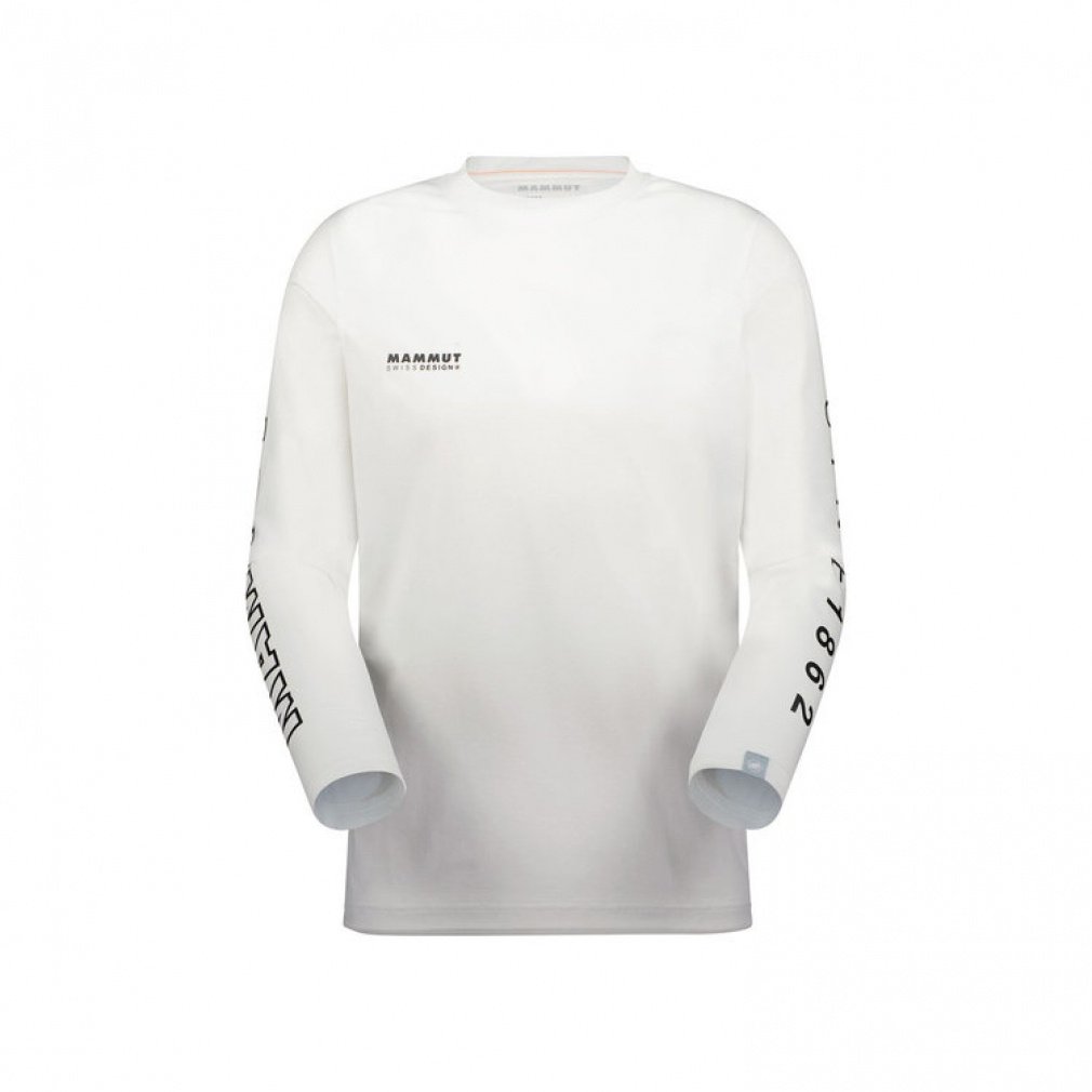 キューディー ロゴ プリント ロングスリーブ Tシャツ アジアンフィット メン(ホワイト-M)