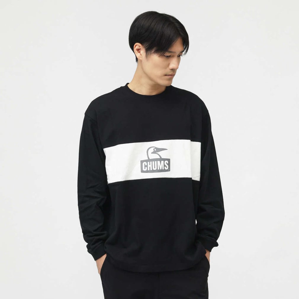 2025�H�~ �`�����X �����Y �A�E�g�h�A�J�W���A�� �����s�V���c Kearns Panel L/S T-Shirt CH01-2652 K004 : �u���b�N CHUMS