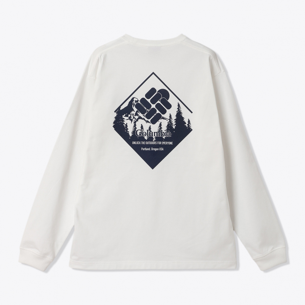 アーバンハイクグラフィックロングスリーブTシャツ(アイボリー-S)