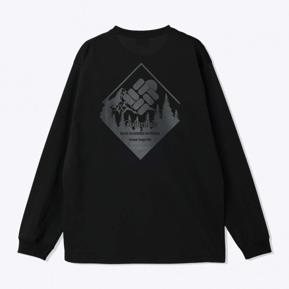 アーバンハイクグラフィックロングスリーブTシャツ(ブラック-S)