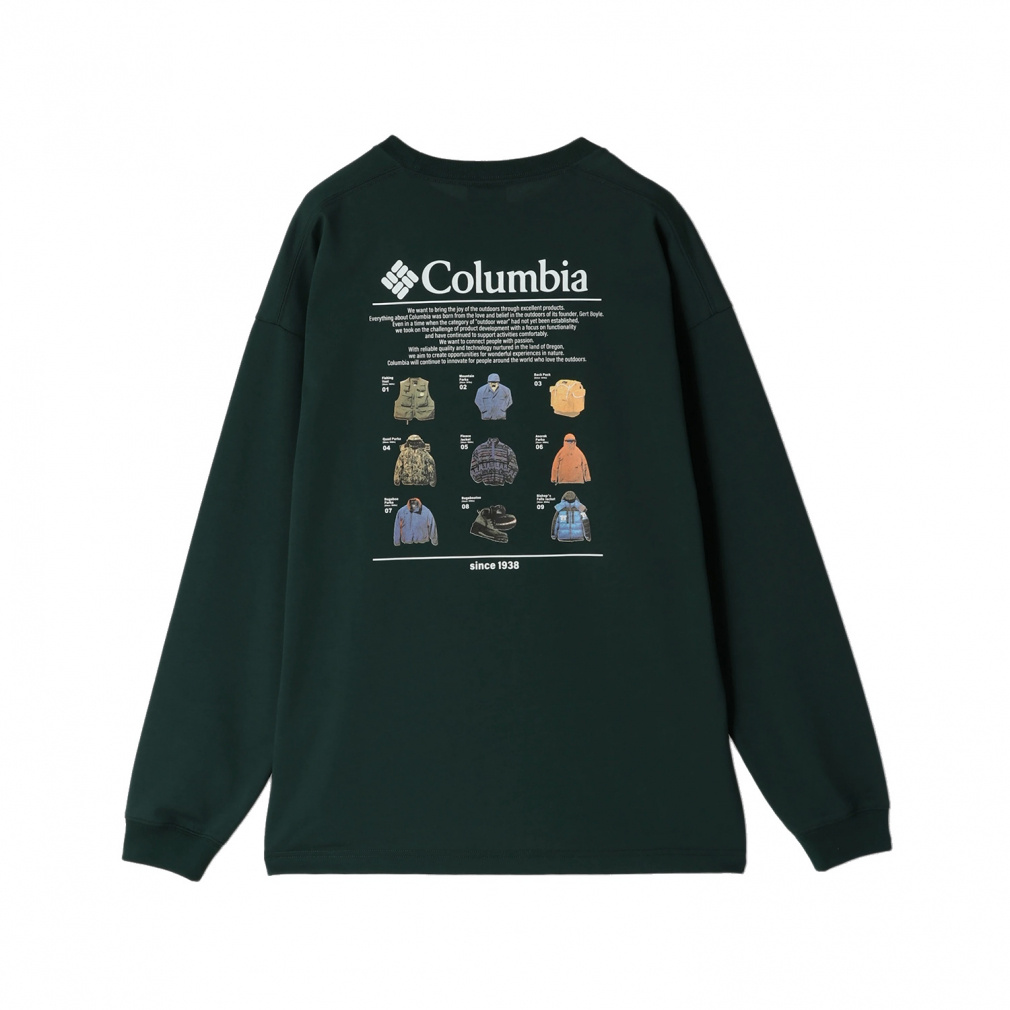 ロストブルックロングスリーブグラフィックTシャツ(ディープグリン-XS　メンズ)