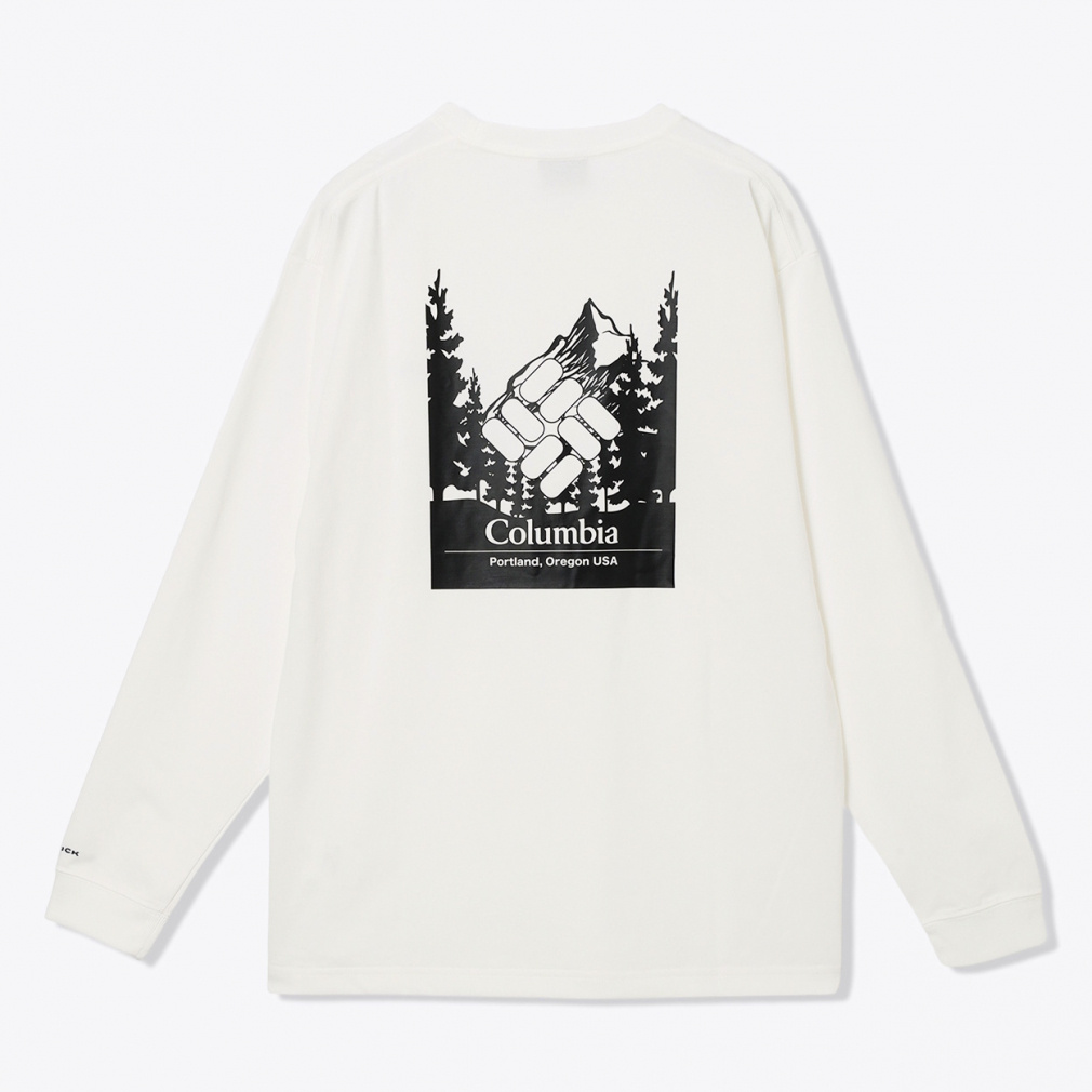 アーバンハイクグラフィックロングスリーブTシャツ(オフホワイト-S)