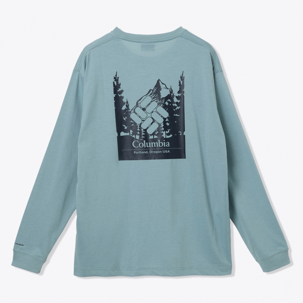 アーバンハイクグラフィックロングスリーブTシャツ(ブルーグレー-S)