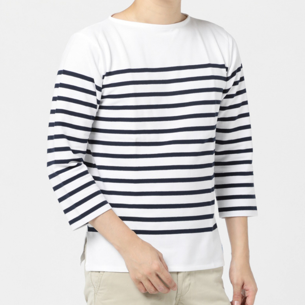 BOAT NECK L/S P.O.(ホワイト×ネイビー-2)