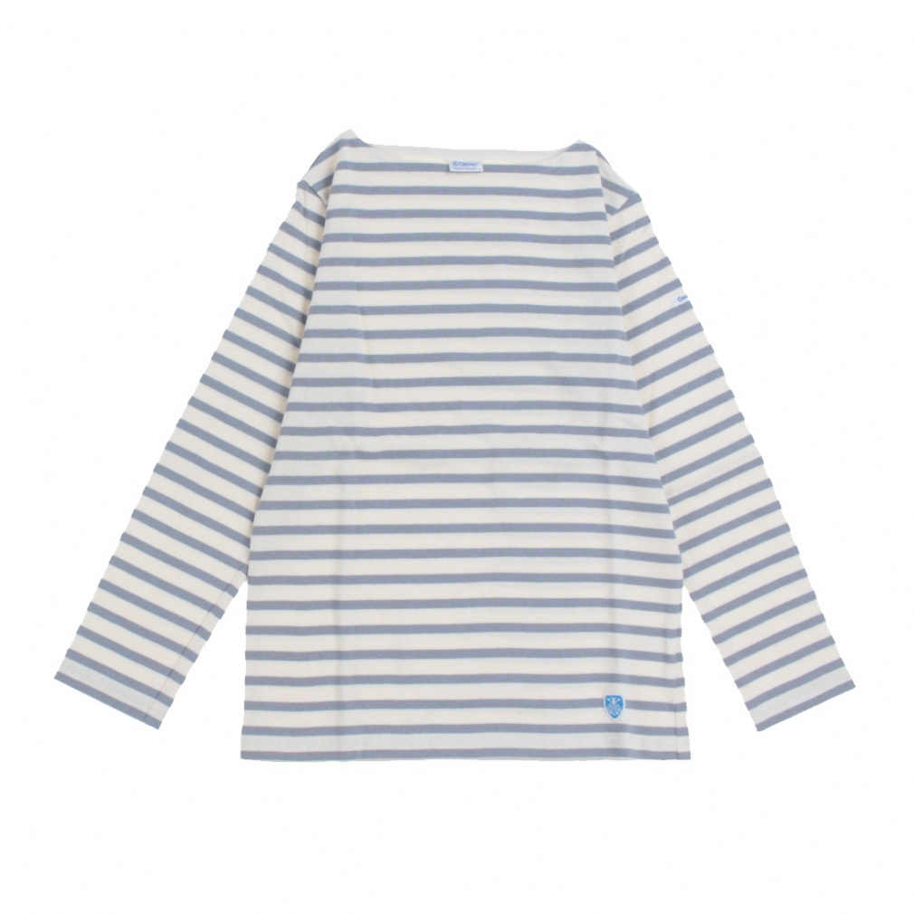 B211 BOAT NECK L/S P.O.(クリーム×ミデアムグレー-1)