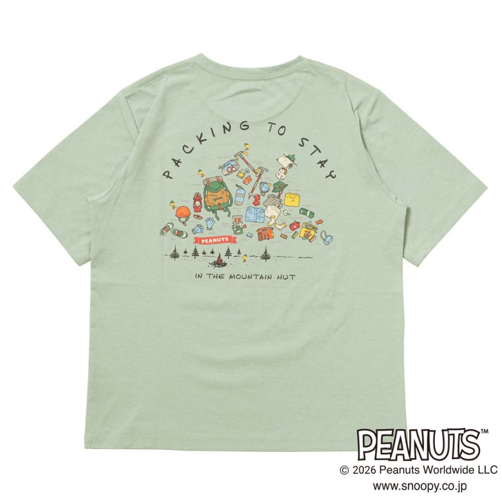 グラフィック半袖Tピーナッツパッキングリスト(グレッシュグリン-S)
