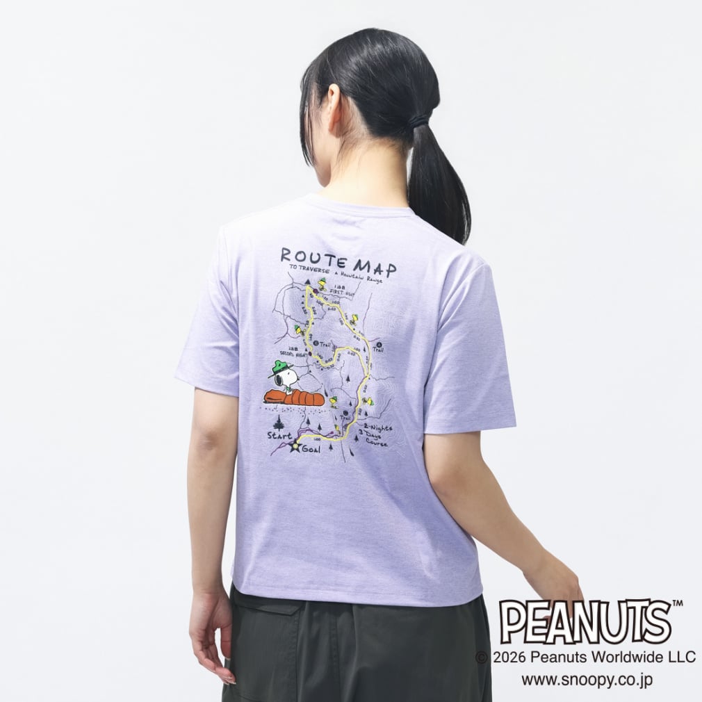 グラフィック半袖Tピーナッツ等高線MAP(ラベンダー-S)