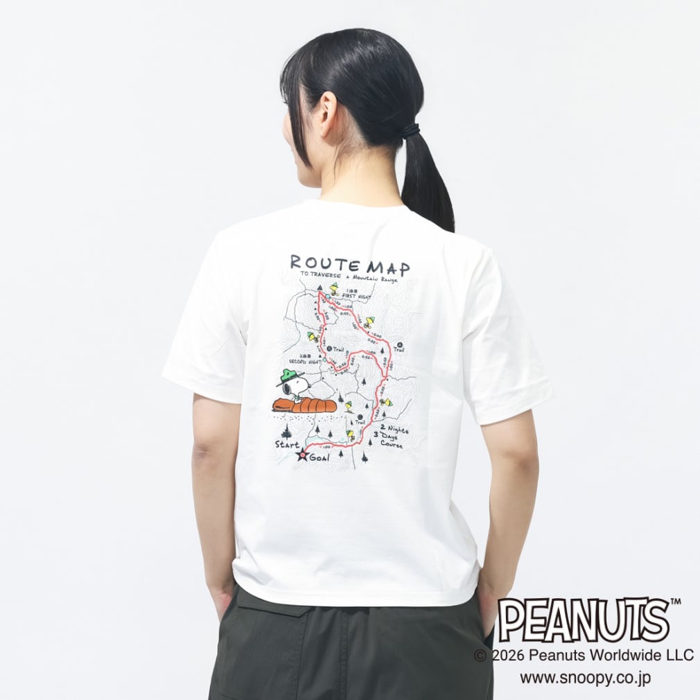 グラフィック半袖Tピーナッツ等高線MAP(オフホワイト-S)