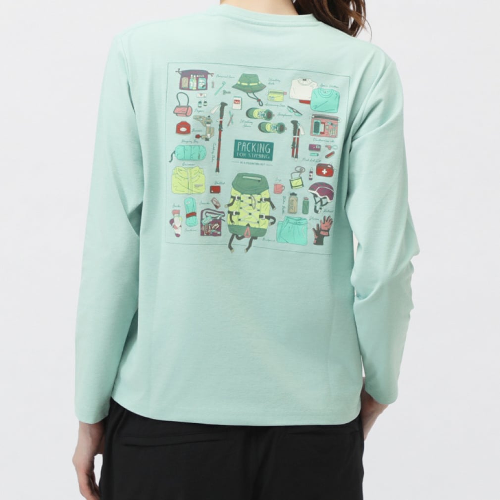 グラフィック長袖T パッキングリスト(スモークグリーン-S)