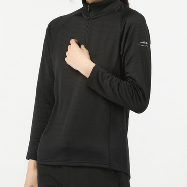ハーフジップロングTシャツ グリッドフリース