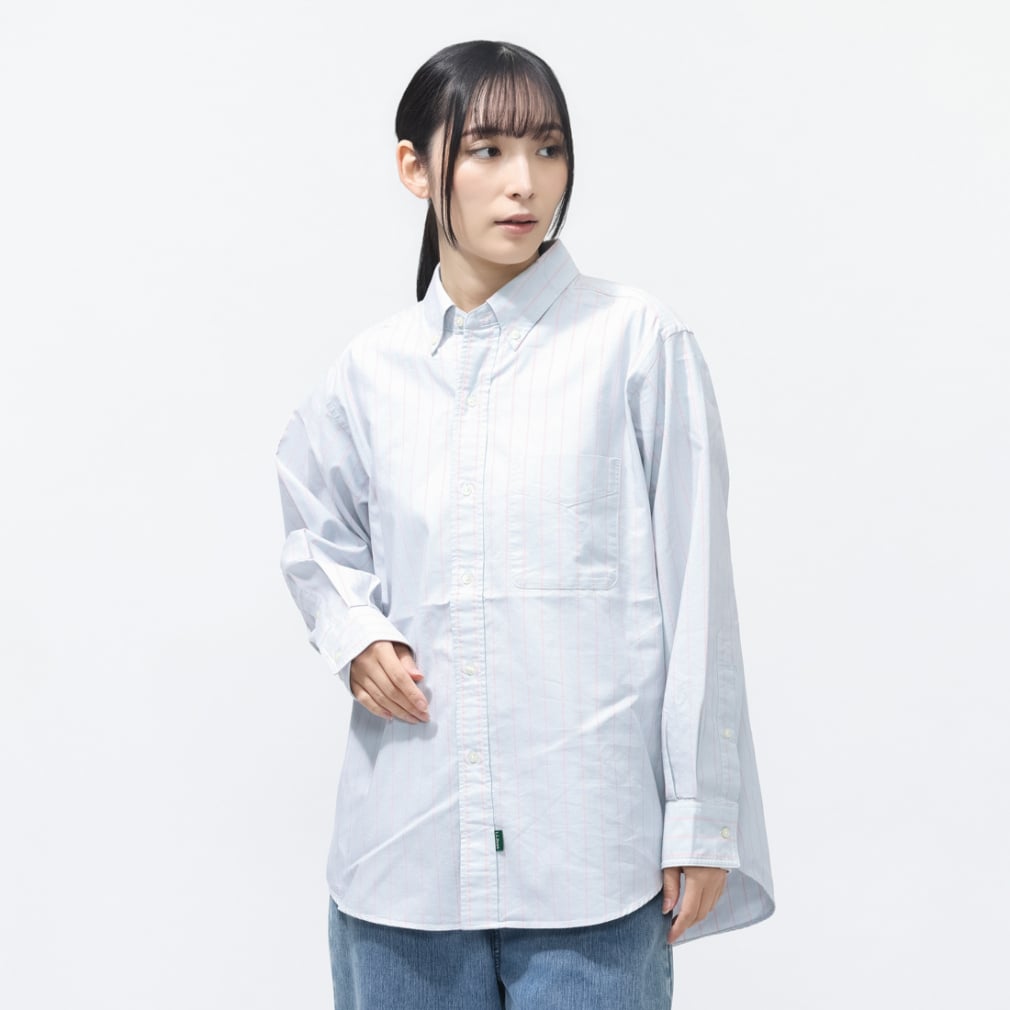 Orono Long-Sleeve Shirt(ペールグレー×ペールピンク-M)