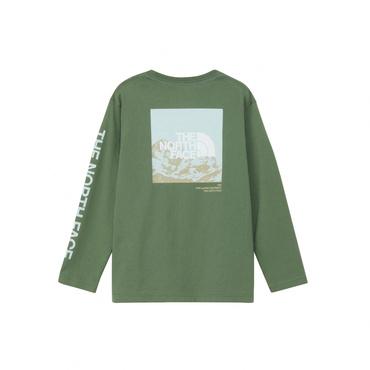 L/S Sleeve Graphic Tee ロングスリーブスリーブグラフィックティー(キッズ)(オリーブ-130cm)