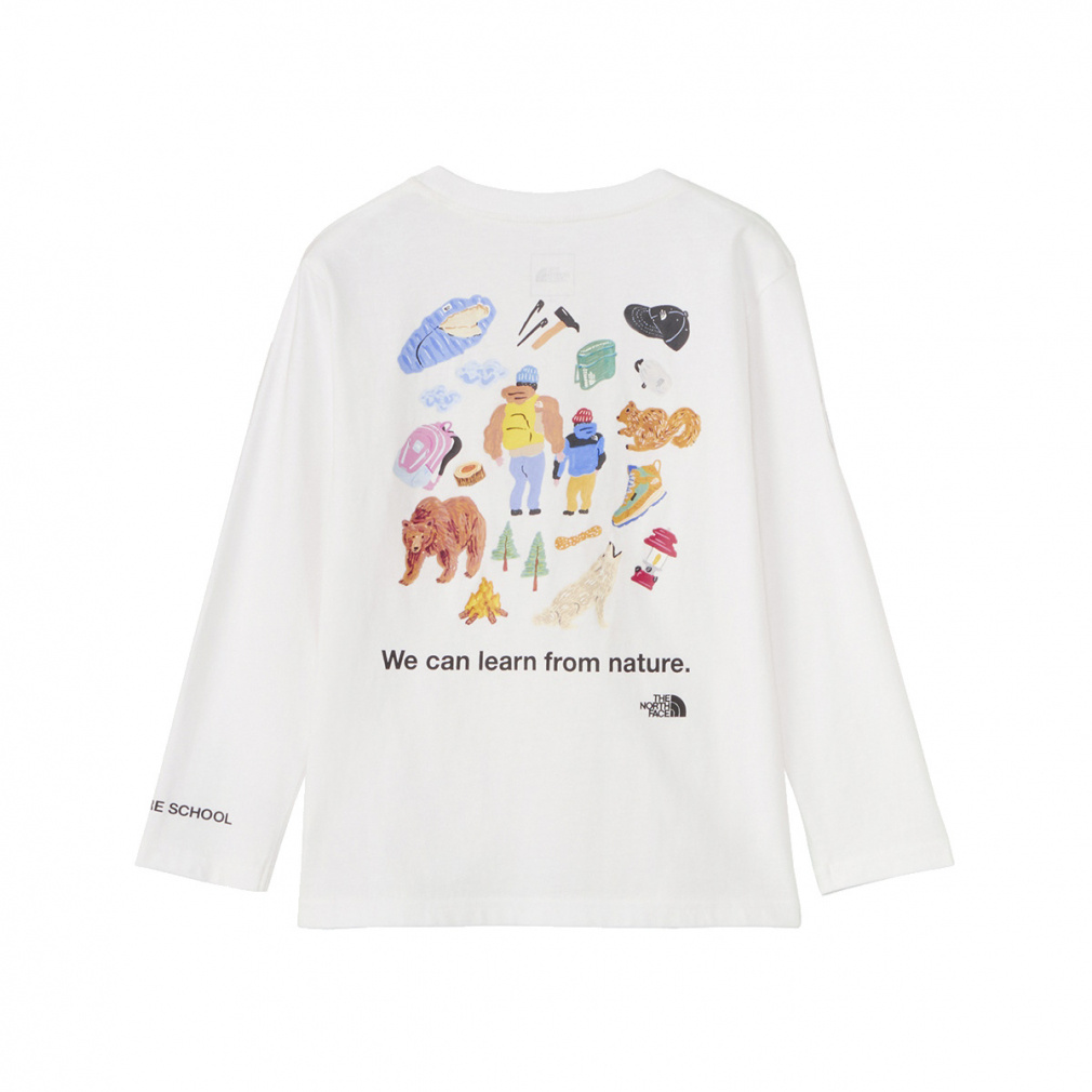 L/S KNS Tee キッズ ロングスリーブネイチャースクールティー(ホワイト-100cm)