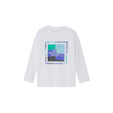 L/S ES GetmotedGraphic T キッズ ロングスリーブイーエスゲットモテッドティー(ホワイト-140cm)