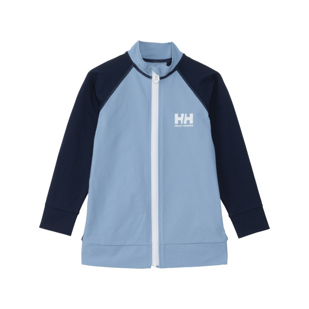 K L/SHHFull-ZipRashguard(ペールブルー-110cm)