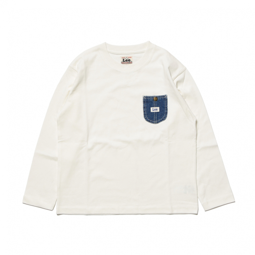 DENIMPOCKET L/S TEE(ホワイト-110cm)