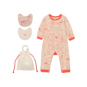 B L/S Rompers 2P Bib ベビーロングスリーブロンパース2Pビブ