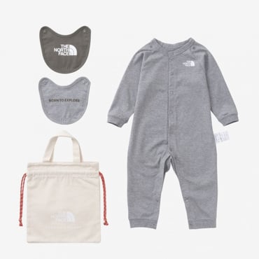 B L/S Rompers 2P Bib ベビー ロングスリーブロンパース 2Pビブ