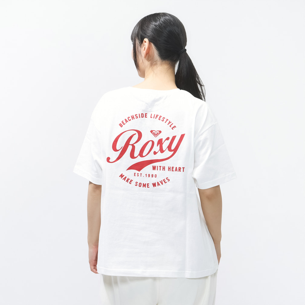 ROXY WITH HEART S/S TEE(オフホワイト×レッド-S)