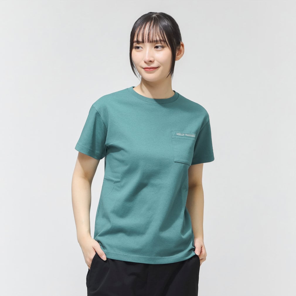 S/S Pocket Logo Tee ショートスリーブ ポケット ロゴ ティー(ピーコックグリン-M)