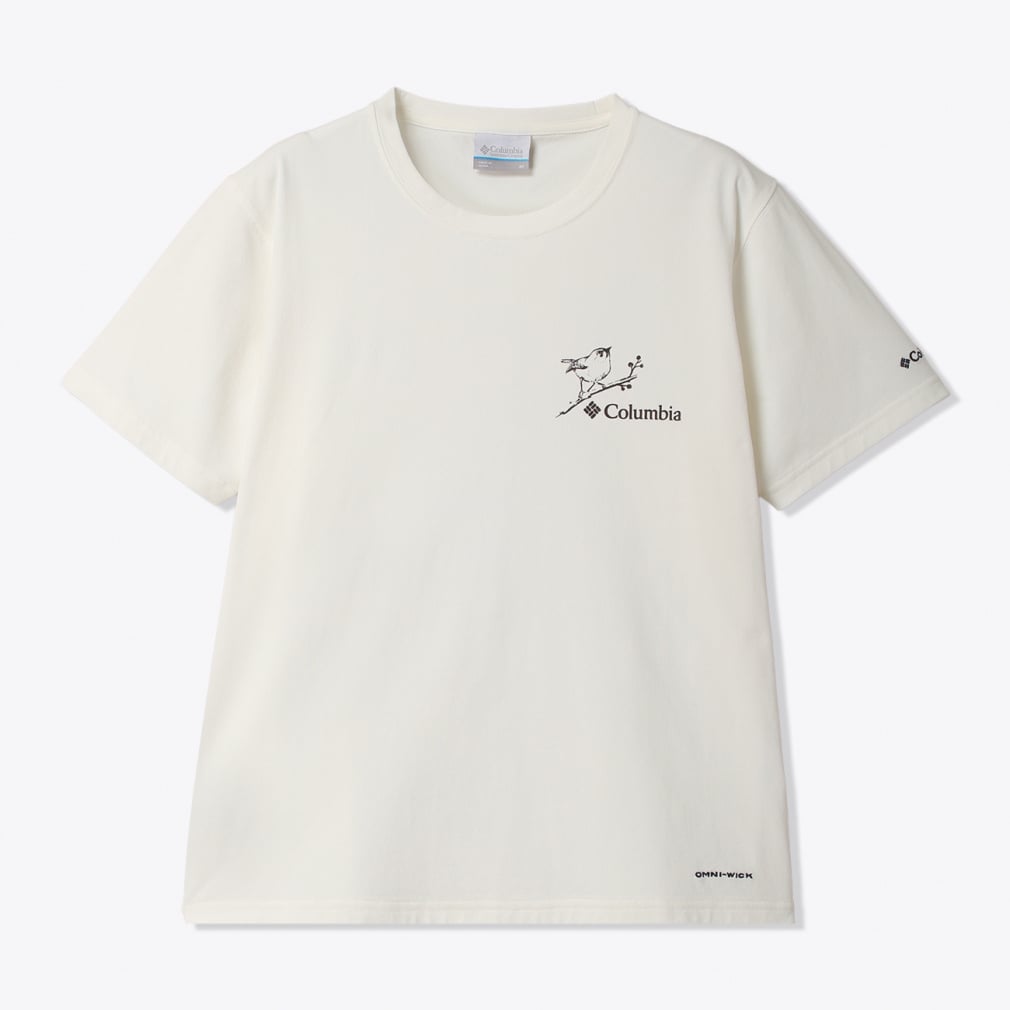 ウィメンズタイムトゥートレイルグラフィックショートスリーブTシャツ(アイボリー-S)