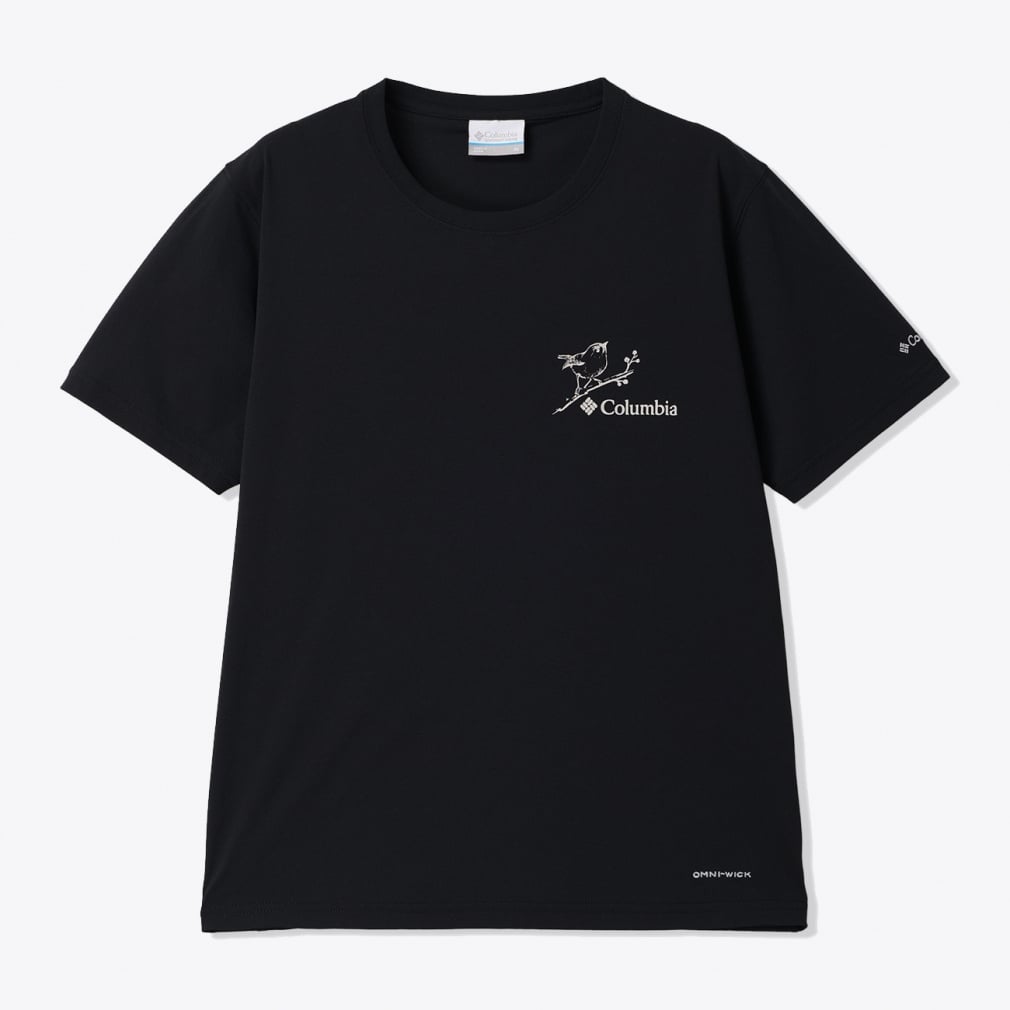 ウィメンズタイムトゥートレイルグラフィックショートスリーブTシャツ(ブラック-S)