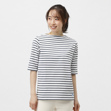 ボートネックハーフスリーブプルオーバー