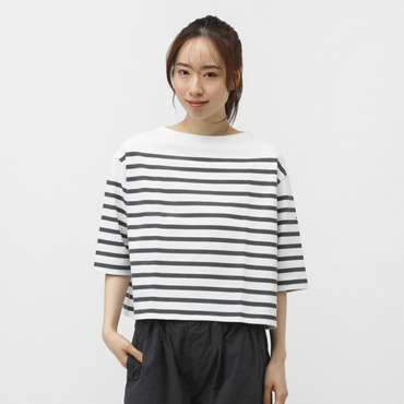 ボートネックハーフスリーブプルオーバー