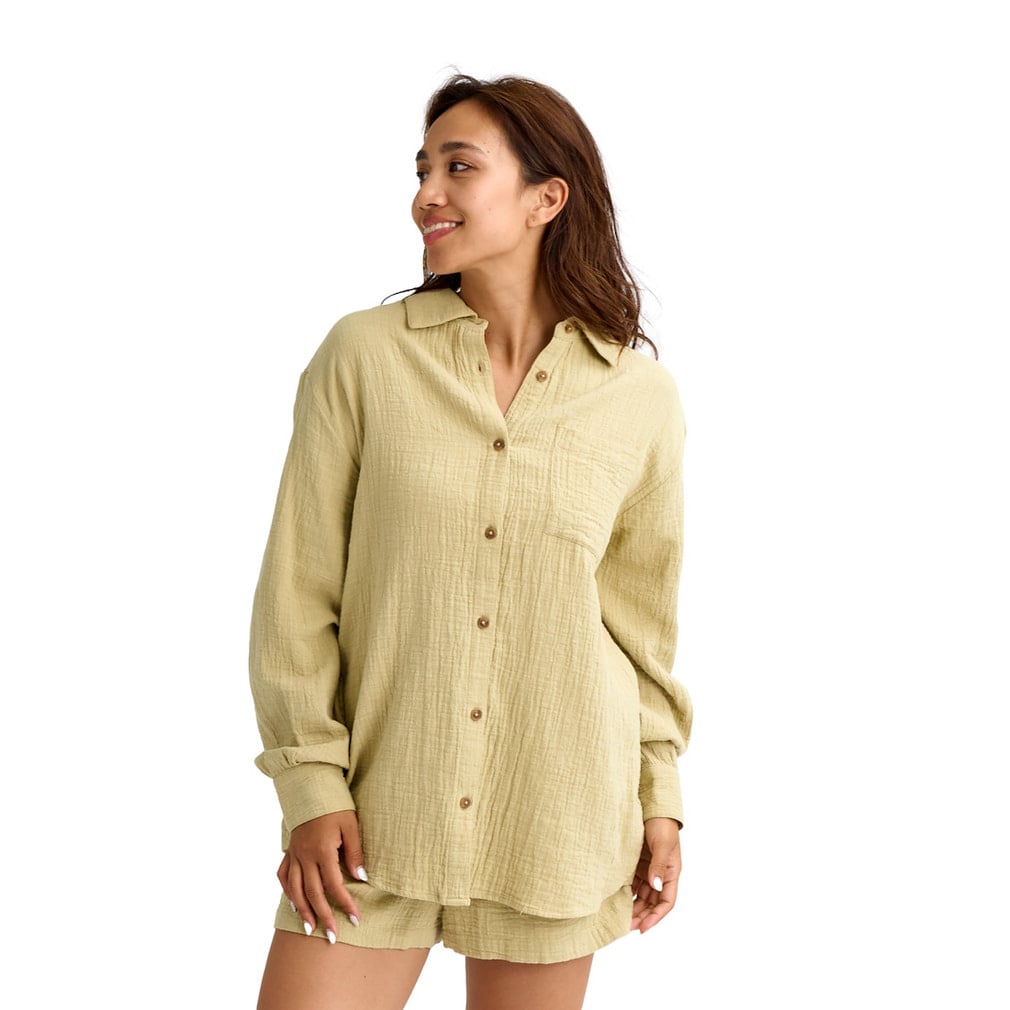 WANDERER SOLID LS WVN TOP(ベージュ-S)