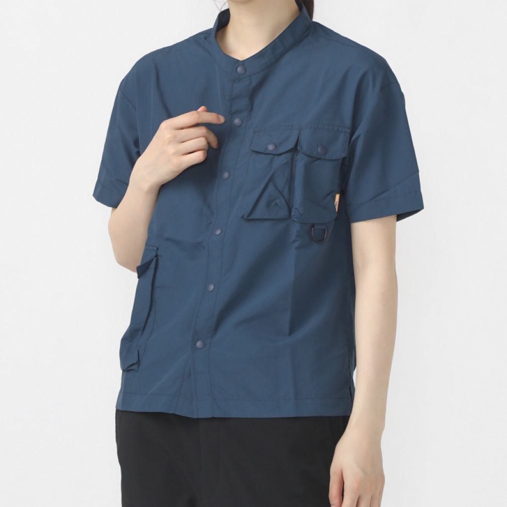 WS SUPPLEX STAND COLLAR SHIRT(ネイビー-M)