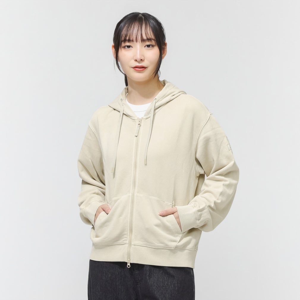 Pigment Womens Zip Up Hoodie(ベージュ-S)