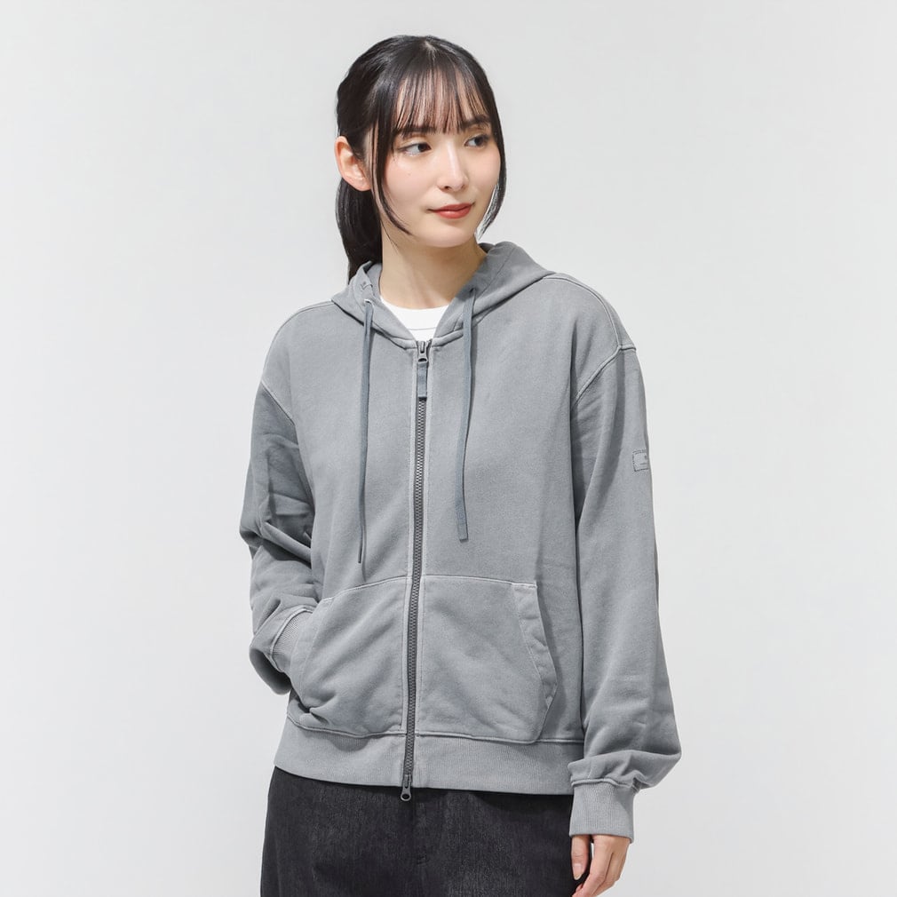 Pigment Womens Zip Up Hoodie(チャコールグレー-S)