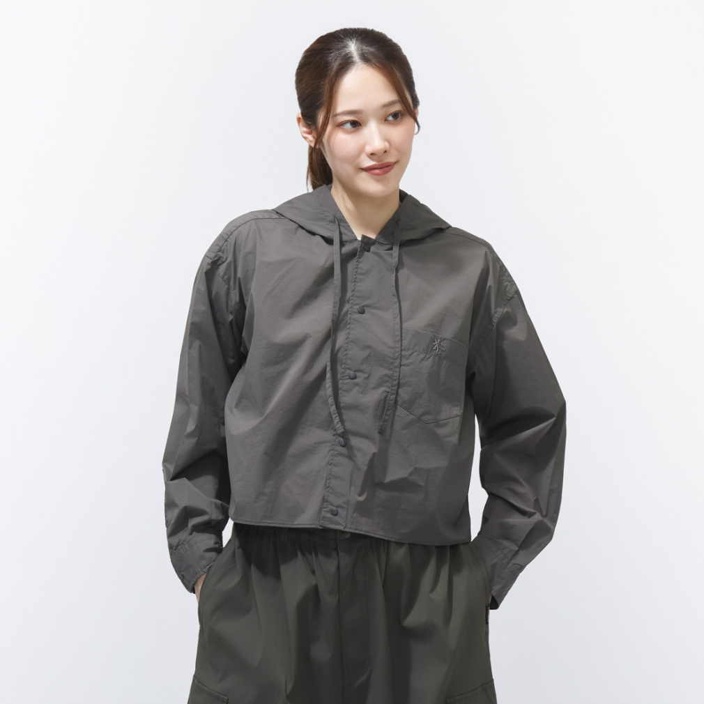 ナイロンフードシャツ(ダークグレー-M)