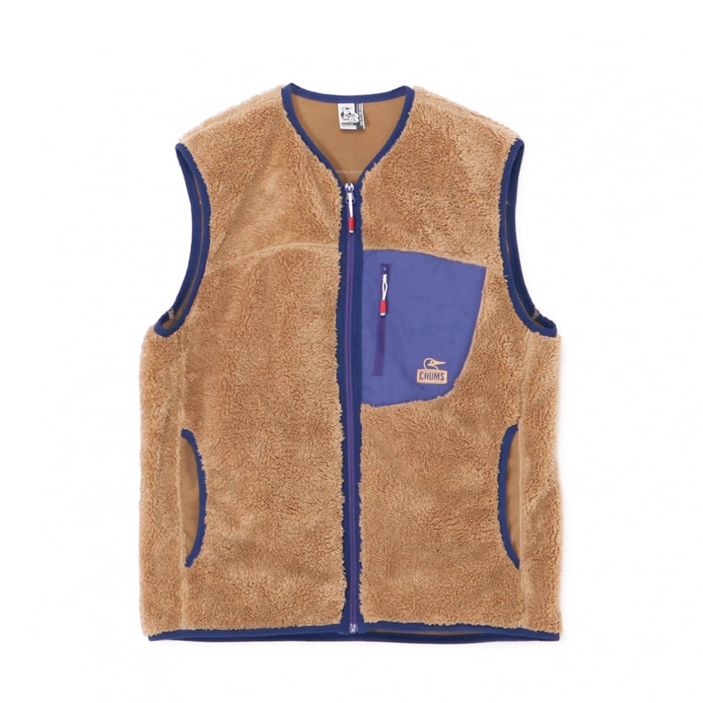 Bonding Fleece No Collar Vest(ベージュ-M)