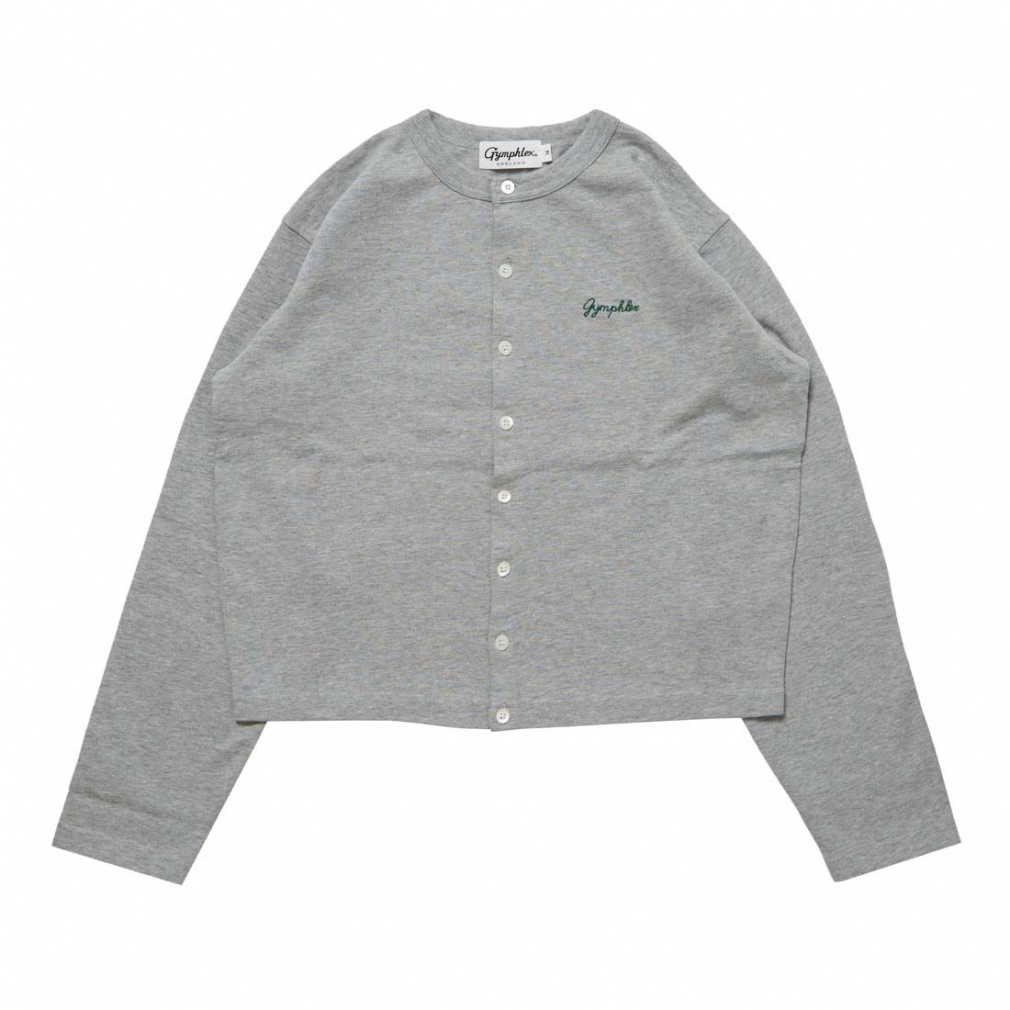 ショートクルーネックカーディガン(ライトグレー-M)