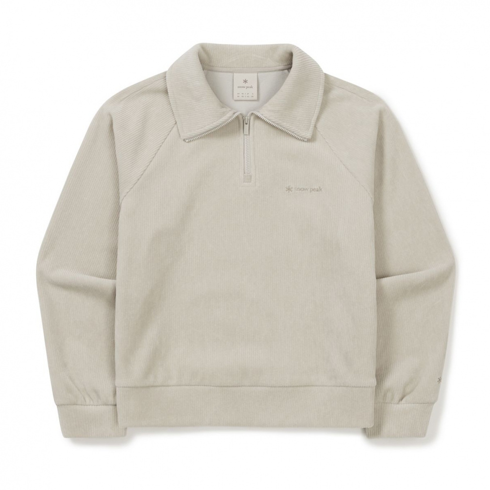 Corduroy Wmn s Half Zip Sweatshirt(ライトベージュ-S)