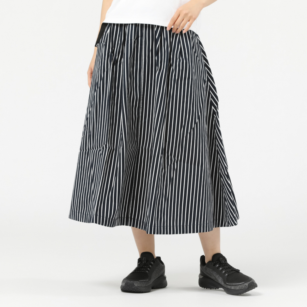 Two Tuck Wide Skirt(ネイビー×ホワイト-M)