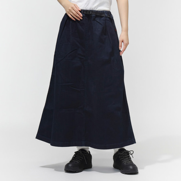 STRECH DENIM LONG FLARE SKIRT